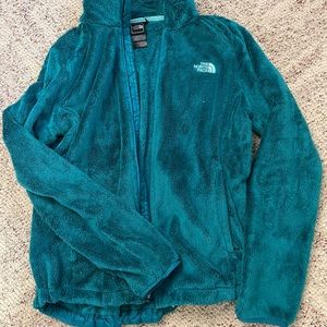 Teal Fuzzy north face woman’s jacket